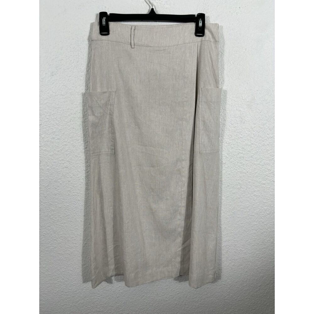 Modern Citizen Midi Skirt Women’s Size M Beige Linen Blen Lagenlook Pockets
